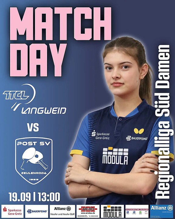 ► Sa. 13:00 Uhr – TTC Langweid II – Post SV Zeulenroda 