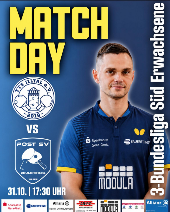 ► Sa. 17:30 Uhr – TTF Illtal – Post SV Zeulenroda / So. 14:00 Uhr – TV 06 Limbach – Post SV Zeulenroda