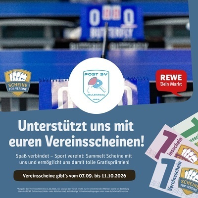 REWE „Scheine für Vereine“ 2026 – Vereinsscheine sammeln und den Post SV Zeulenroda unterstützen.